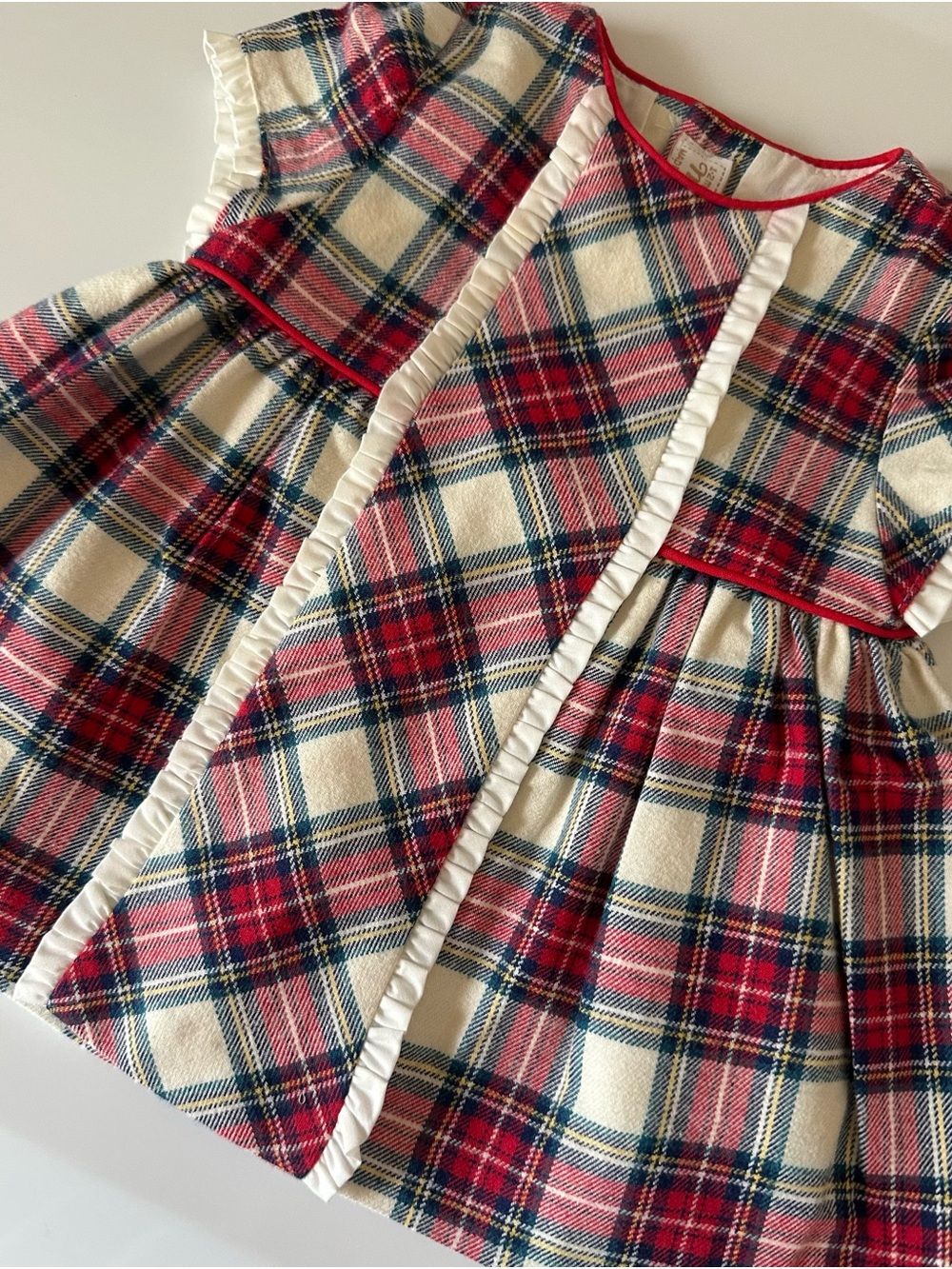 Mayoral Ivory Red Plaid Holiday Dress